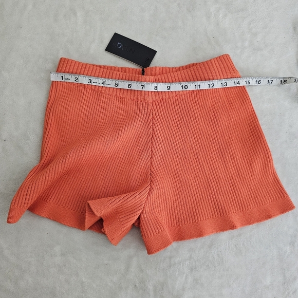 BY.DYLN Eadie Rib Knit Shorts Bright Orange High Rise Size M - Picture 6 of 9